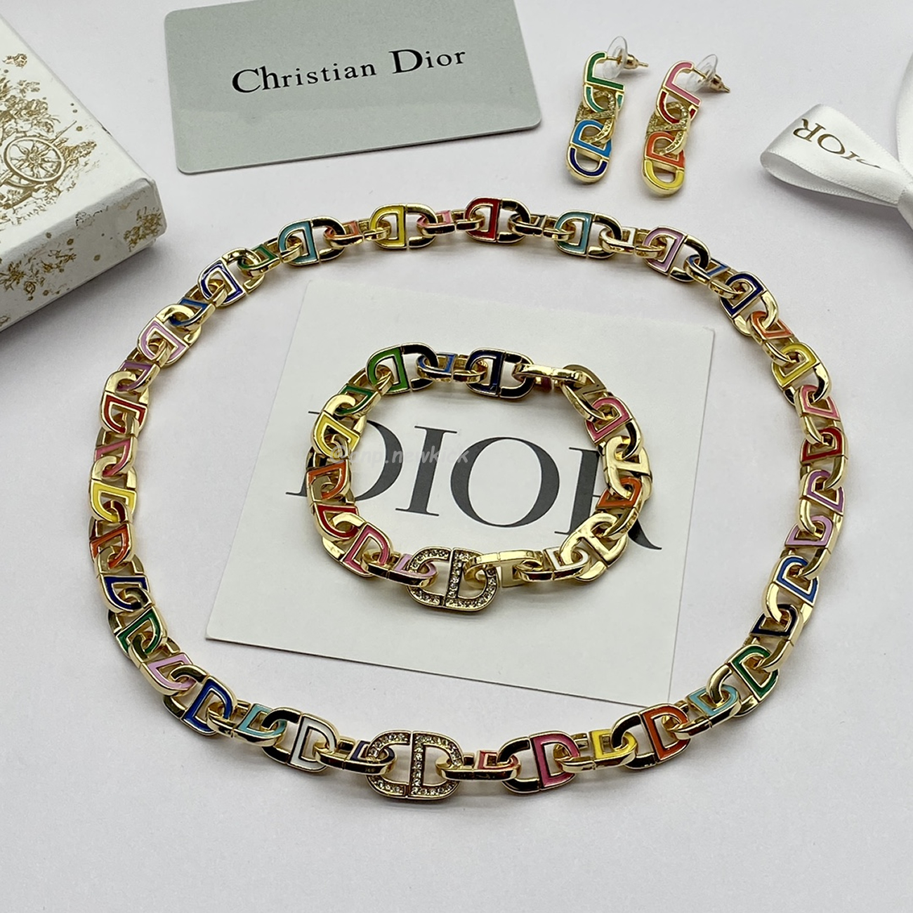 Dior Bracelet Necklace Earring Set (1) - www.newkick.vip